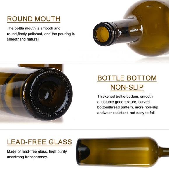 BPA Free Glossy Black Brown Wine Bottles 500ml 750 Ml Glass with Caps Wine Bottles with Cork Lid
