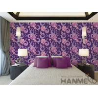 China Purple Floral Pattern 3D Home Wallpaper , PVC 1.06M 3D Wallpaper For Room Wall factory