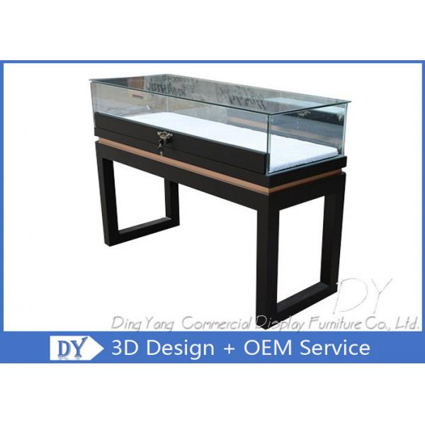 Quality Black Custom Glass Display Cases Plinth For Jewelry / Watch With LED Lighting for sale