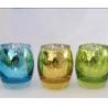 China Egg Shape Glass Candle Cups Colored Blue Machine Pressed Custom Size For Wine factory