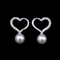 China Anniversary 925 Silver Jewelry Earrings White Zircon And Fresh Water Pearl Heart Shape factory