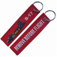 Quality Flight Lanyard Polyester Thread Embroidered Keychain Tag for sale