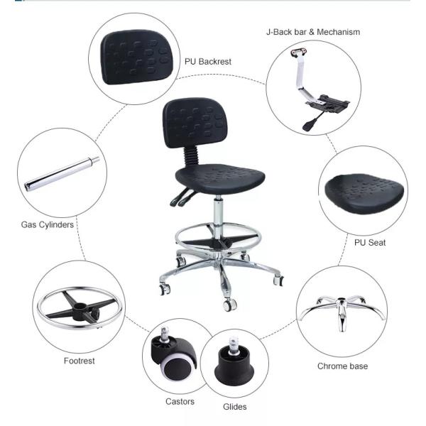 Quality 440*410mm ESD Saddle Swivel Chair Injection Molded Backrest Esd Stool Chair for sale