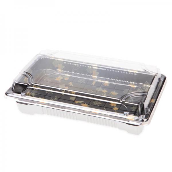 Quality Food Grade PS Plastic Sushi Trays Disposable With Anti Fog Lids for sale
