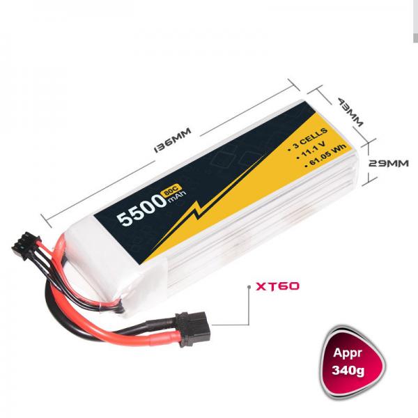 Quality 5500mAh 3s 11.1v  80C  FPV Drone Battery for sale