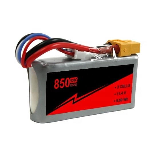 Quality Compact 3s 850mah Lipo Battery 11.4V 130C 65C Lipo Battery High Voltage for sale