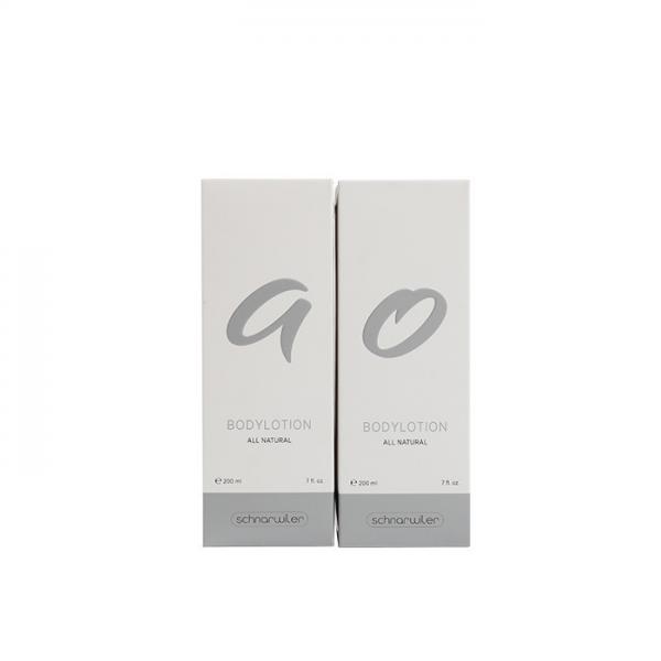 Quality Silver Custom Lotion Box Off White Paper Skincare Packaging With Double Side for sale