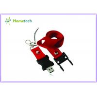China Red Plastic Lanyard USB Flash Drives 128mb Custom Printed , USB 2.0 factory