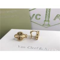 Quality Vintage 18K Gold Diamond Earrings , Van Cleef & Arpels Alhambra Earrings for sale