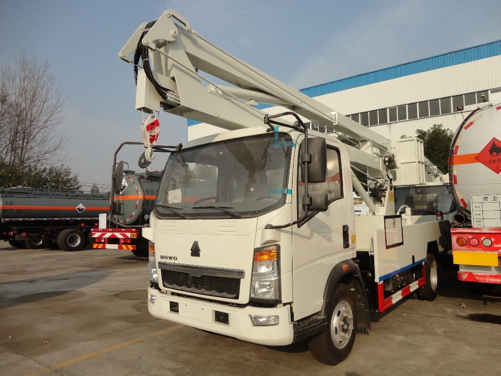 China HOWO 8-24 Meters Height Aerial Work Platform Arm Lift Bucket Truck 8 Tons Diesel Fuel Type factory