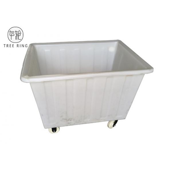 Quality 450kg Load Poly Box Truck , Plastic Laundry Bin On Wheels For Dyeing Industries 450 L for sale