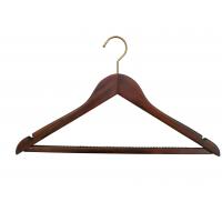 China Antique Design Walnut Wood Hotel Room Hangers With Brass Hook factory