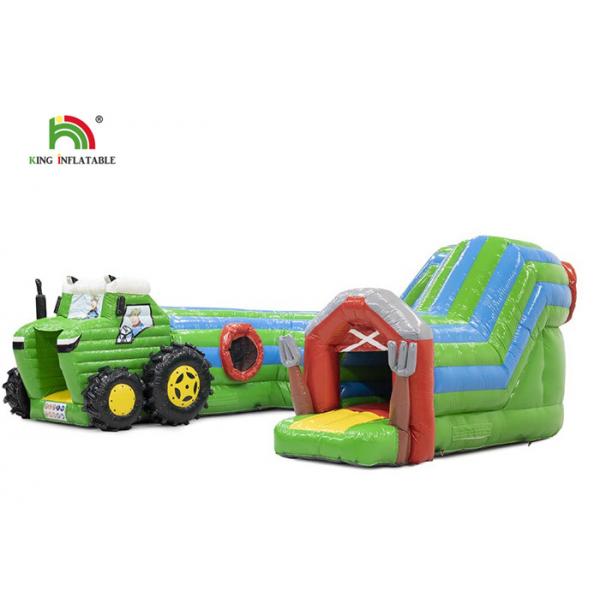 Quality Logo Printing Green 6.5m Tractor Inflatable Obstacle Course For Party for sale