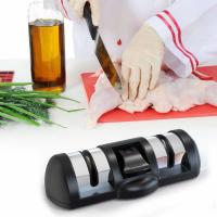 china Universal Black Manual Professional Knife Sharpener Stainless Steel With Suction