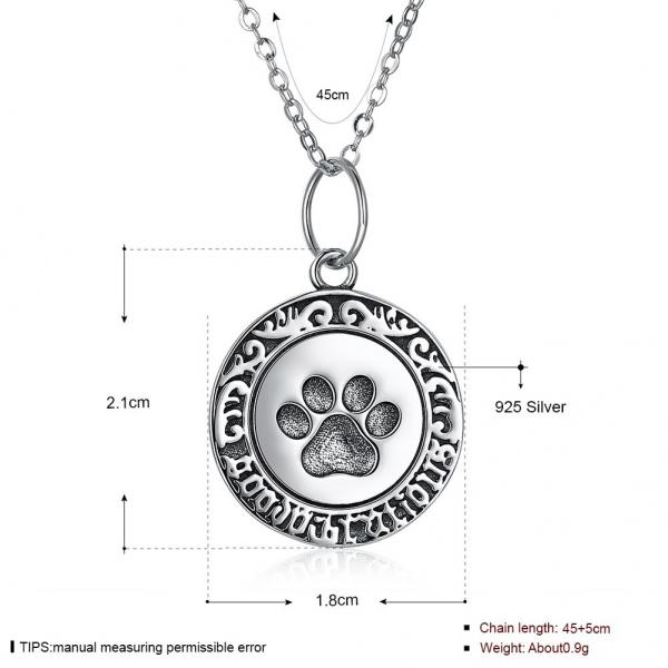 Quality 16in 0.9g Paw Print Necklace Lovely 3A CZ 925 Silver Necklace for sale