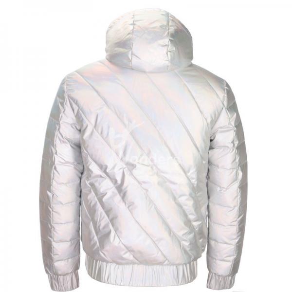 Quality Mens Shiny Silver Winter Padded Hoodie Jackets 100% Polyester PU coating face for sale