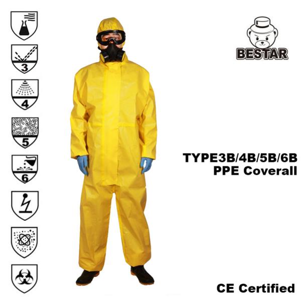 Quality Yellow Type 3B/4B/5B/6B Disposable Medical Coverall for Virus Bacteria Protection for sale