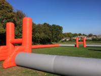 China Mobile Blow Up Rugby Field Inflatable Sports Games With Air Blower factory