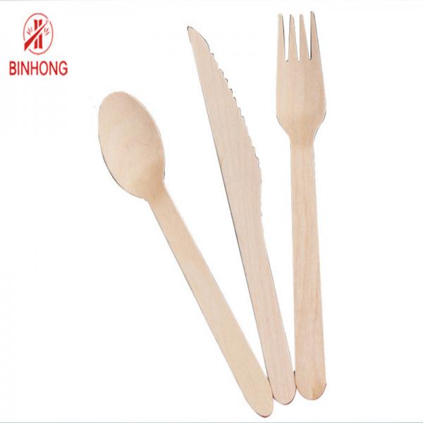 Quality 100% Birch Wooden Disposable Biodegradable Cutlery Sets Durable Compostable for sale