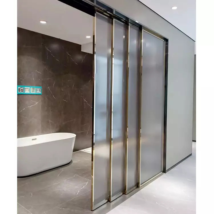China Interior Frameless Tempered Glass Sliding Door Synchronous Soft Closing factory