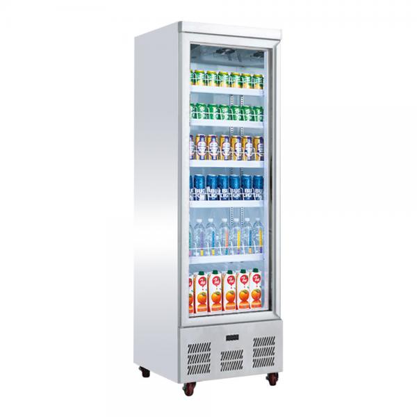 Quality Supermarket 460L Beverage Upright Glass Door Freezer for sale
