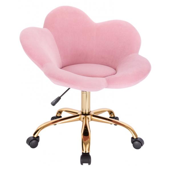 Quality Adjustable Height Home Office Swivel Chair Flower Shape Pink And Golden Leg for sale