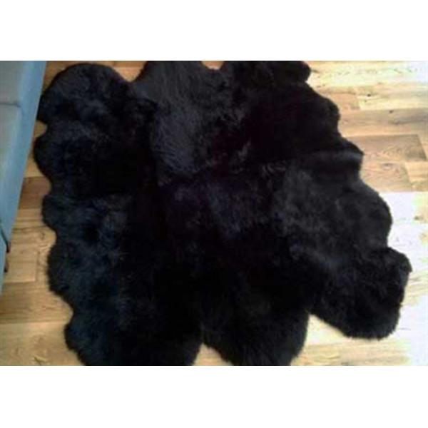 Quality Smooth Surface Black Fur Throw Blanket , Black Extra Large Sheepskin Rug for sale