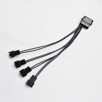 China Wire Harness Assembly PC Fan Cable Distributor 4-Way Molex to 4x 3 Pin Fan Adapter 12V factory