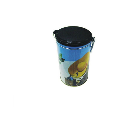 Quality 4 Color Printed Coffee Tea Canister With Plastic Insert And Metal Wire On Top for sale