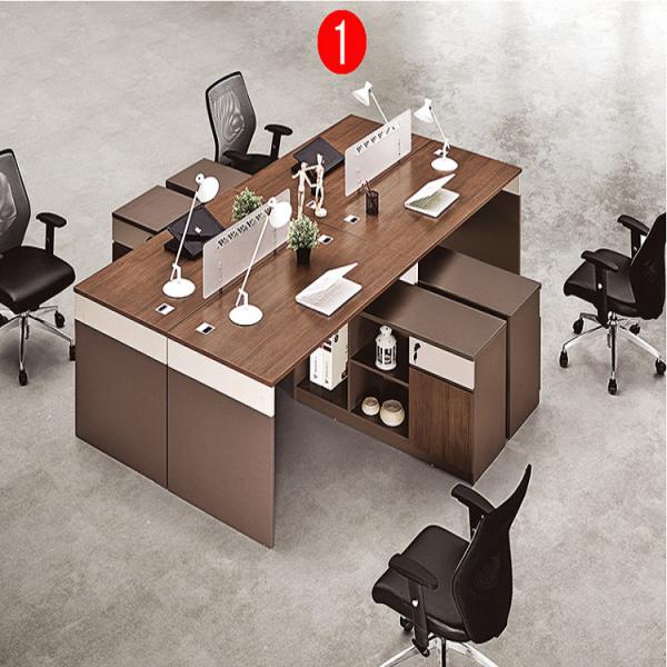 Quality Four Person Workstation Office Furniture Partitions / Aluminum Office Table Cubicle With Side Extension for sale