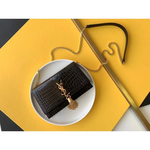 Quality Calfskin YSL Black Bag Gold Chain Kate Small Tassel for sale