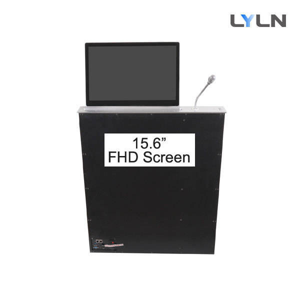 Quality High Sensitive Motorized Retractable 15.6inch FHD Lcd Monitor With Motorized MIC Lifting Synchronously for sale