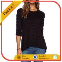 Buy cheap Black Long Sleeved Blouse with Rib knit edges from wholesalers