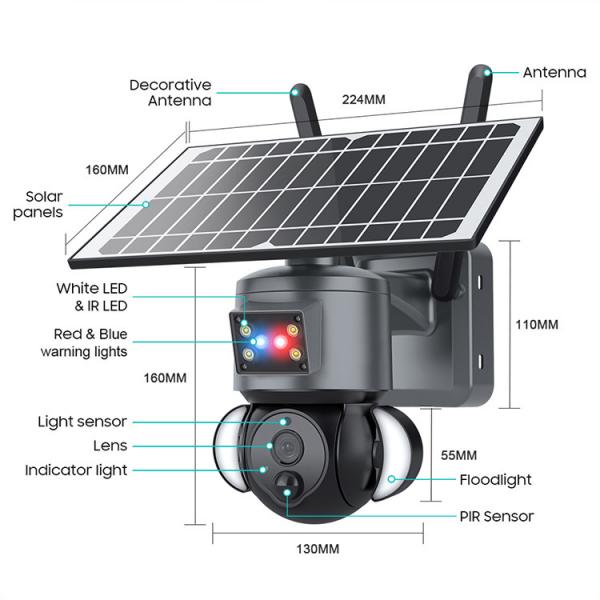 Quality 120 Degrees Solar Powered Wireless Security Camera For Home Outside Surveillance for sale