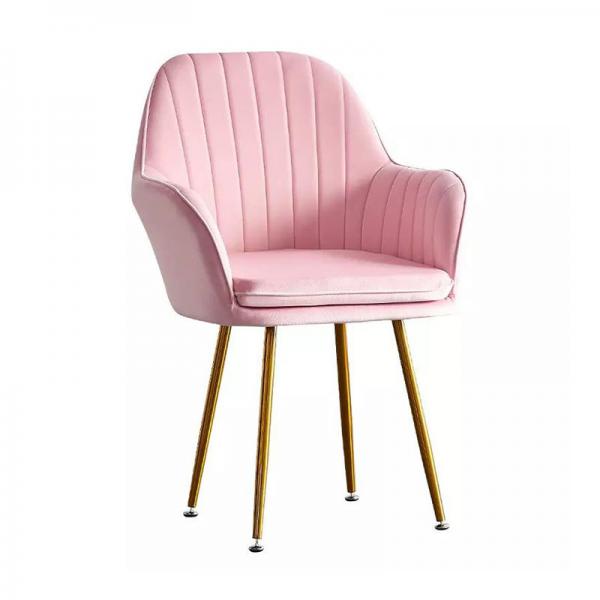 Quality Antirust Pink Stainless Steel Frame Chairs 47cm Width Simple Dining Room Chairs for sale