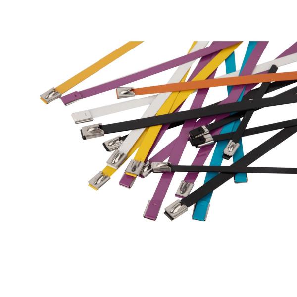 Quality UV Resistant Black 316 Stainless Steel Cable Ties Polyester Coated SS Zip Ties for sale