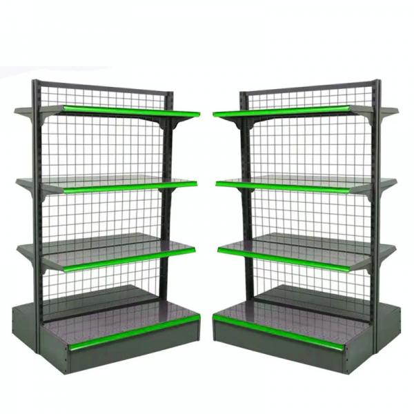 Quality Customizable Mesh Back Gondola Shelving Commercial Grid Display Shelves for sale