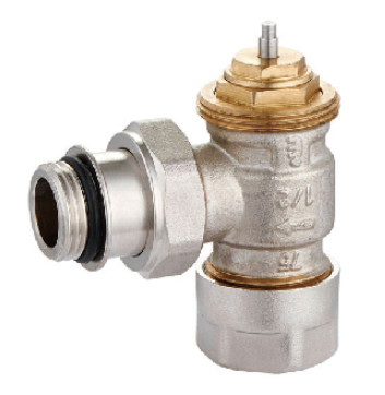 Quality Angled Thermostatic Radiator Valve 1/2'' With Adapter For 16mm PEX Pipe Nickel for sale