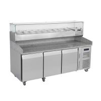 China 3 Doors Refrigerated Saladette Counter Professional Stainless Steel Salad Fridge Counter factory
