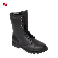 China Full Black Leather Police Army Boots Footwear Man Shoes factory