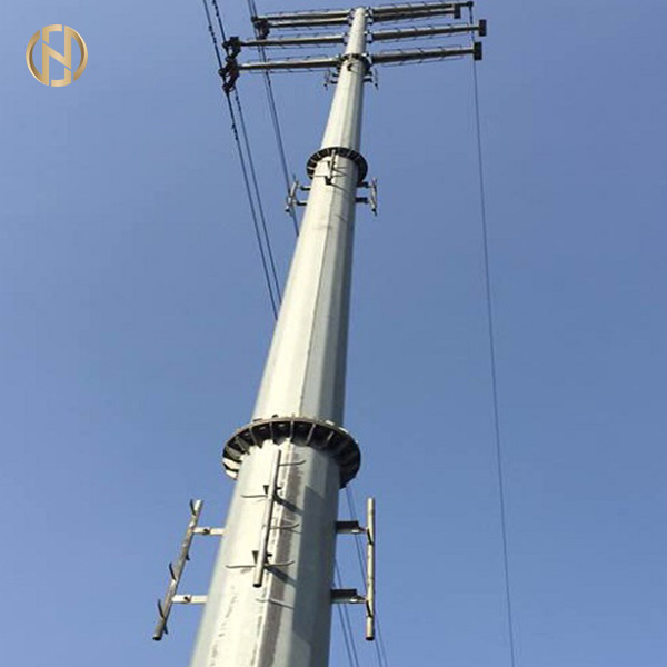 Quality 12 Sides Galvanized Eelectric Power Pole 35m 110FT Well Finished Welding for sale