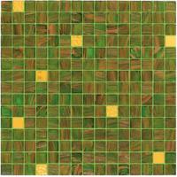 China Green tile with real gold 20mm glass mosaic mix patter decoration for sale