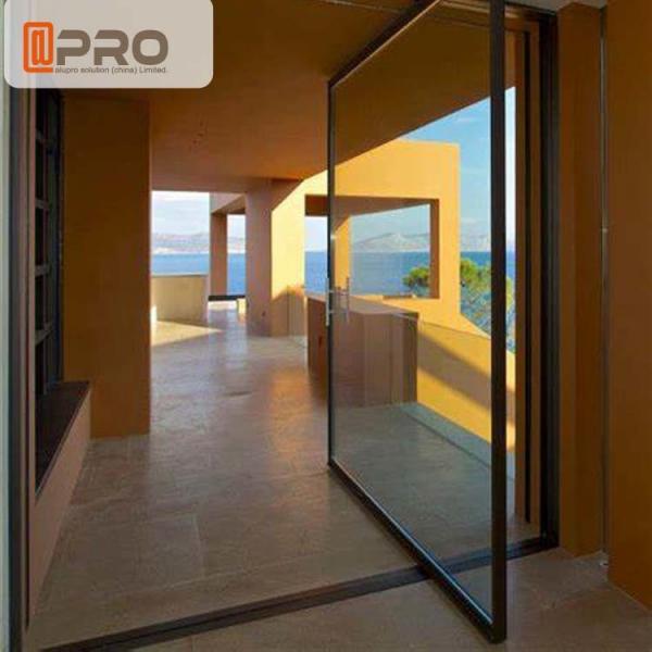 Quality Transparent Glass Aluminum Pivot Doors For Residential Air Tightness Pivot front for sale