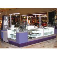 China Easy Install Jewelry Showcase Kiosk Attractive Purple Color Coating Wooden Material factory