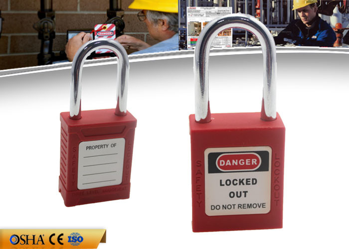China ZC-G01 Red Short Shackle Safety Lockout Padlock , ABS Body Steel Shackle factory