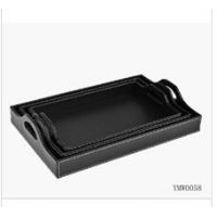 China PU Leather Covering Wooden Serving Tray for sale