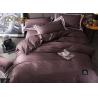 China 5 Star Jacquard Striped Hotel Quality Bed Linen Covers Queen size 100% Cotton Coffee Color factory