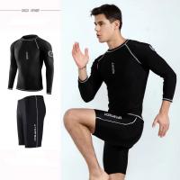 China Long Sleeve Mens Two Piece Swimsuit Sunscreen Quick Drying Men Swimming Suit factory