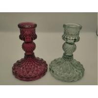 China Set of 2  Glass Candlestick Holders, 4.25 inches High, Vintage Look Glass Candle Holders factory