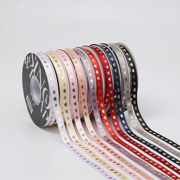 Quality 10mmX45Yards Gift Wrap Heart Pattern Satin Ribbon Roll Grosgrain Ribbon for sale